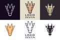 Stylized geometric Giraffe head illustration. Vector icon tribal design in 6 different styles