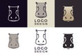 Stylized geometric Hippopotamus head illustration. Vector icon tribal hippo design in 6 different styles