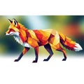 Stylized geometric illustration of a fox, composed of colorful triangular shapes in Royalty Free Stock Photo