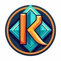 A stylized, geometric letter K logo design template icon in blue, red, white, and black, Letter K logo icon design template Royalty Free Stock Photo
