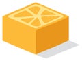 Stylized geometric orange slice cube with flat design and isometric perspective Royalty Free Stock Photo