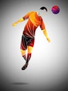 Stylized, geometric player is a soccer player . Athlete is fast, strong. Football game illustration