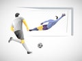 Stylized, geometric player is a soccer player . Athlete is fast, strong. Football game illustration