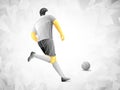 Stylized, geometric player is a soccer player . Athlete is fast, strong. Football game illustration