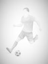 Stylized, geometric player is a soccer player . Athlete is fast, strong. Football game illustration