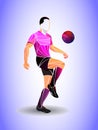 Stylized, geometric player is a soccer player . Athlete is fast, strong. Football game illustration