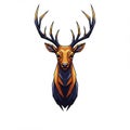 Stylized geometric representation of a deer head, showcasing blue and orange hues. Royalty Free Stock Photo