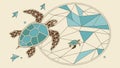 Stylized Geometric Sea Turtle Swimming Vector Illustration, vector design Generative AI Royalty Free Stock Photo