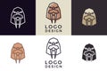 Stylized geometric walrus head illustration. Vector icon tribal animal design in 6 different styles