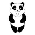 Stylized Giant panda full body drawing. Simple panda bear icon or logo design. Black and white vector illustration.