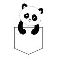 Stylized Giant panda full body drawing. Simple panda bear icon or logo design. Black and white vector illustration.