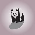 Stylized Giant panda full body drawing. Simple panda bear icon or logo design. Black and white vector illustration