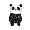 Stylized Giant panda full body drawing. Simple panda bear icon or logo design. Black and white vector illustration. EPS