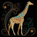 A stylized giraffe, rendered in a vibrant dot-painting technique Royalty Free Stock Photo