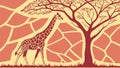 Stylized Giraffe Under an African Tree, vector design Generative AI Royalty Free Stock Photo