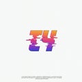 Stylized glitch effect text with warm gradient colors transitioning from orange to pink, Royalty Free Stock Photo