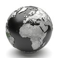 Silver Continents on a Dark Grey Globe with White Background earth world Royalty Free Stock Photo