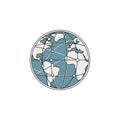 Stylized globe illustration featuring continents in Royalty Free Stock Photo