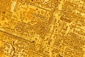 Stylized Gold Colored Microcircuit Board Detail Royalty Free Stock Photo