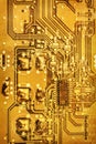 Stylized Gold Colored Microcircuit Board Detail Royalty Free Stock Photo