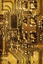 Stylized Gold Colored Microcircuit Board Detail Royalty Free Stock Photo