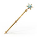 Golden Star Wand, Magical Fairy Staff, 3D Render Royalty Free Stock Photo