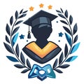 Stylized graduate silhouette with laurel wreath. Royalty Free Stock Photo