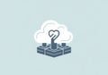 Stylized graphic combines cloud computing and a heart symbol, emphasizing a digit Royalty Free Stock Photo