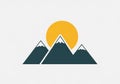 Stylized graphic features three triangular mountains Royalty Free Stock Photo