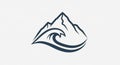 Stylized graphic featuring a mountain range and an ocean wave intertwined. The Royalty Free Stock Photo