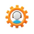 3D Render of a Customer Support Gear Icon Royalty Free Stock Photo