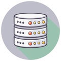 Stylized graphic of a stacked database servers icon with indicator lights Royalty Free Stock Photo