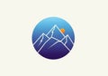 Stylized graphic of white mountain peaks set within a circular Royalty Free Stock Photo