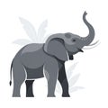 Stylized Gray Elephant Illustration with Foliage Background Royalty Free Stock Photo