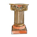 Stylized Greek doodle column Doric Ionic Corinthian columns. Vector illustration. Classical architectural support