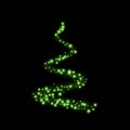 Stylized green Christmas tree as symbol of Happy New Year holiday or Merry Christmas celebration. Bright design element Royalty Free Stock Photo