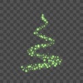 Stylized green Christmas tree as symbol of Happy New Year holiday or Merry Christmas celebration. Bright design element Royalty Free Stock Photo