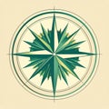 Stylized Green Compass Rose for Navigation Royalty Free Stock Photo