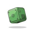 Green Futuristic Cube Floating: Modern Technology Concept Illustration Royalty Free Stock Photo