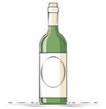 Stylized Green Glass Bottle Illustration with Blank Label for Mockup Design, Vector Art Royalty Free Stock Photo