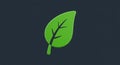 A stylized, green leaf design on a dark background, featuring a simplified, black vein Royalty Free Stock Photo