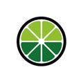 Stylized green lime lemon fruit slice with segments graphic illustration Royalty Free Stock Photo