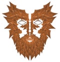 Stylized green man, folklore, colors, isolated.