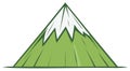 Stylized Green Mountain Peak with Snow Cap, Mountain Illustration Royalty Free Stock Photo