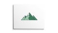 Stylized green mountains with white peaks set against a plain white Royalty Free Stock Photo
