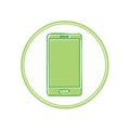 Stylized Green Smartphone Icon in Circular Frame Mobile Device Illustration Royalty Free Stock Photo