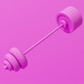 Stylized gym barbell made of half donuts and half weight plates on a pink background