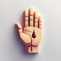 A Stylized Hand with Tree and Blood Drop, Life Concept Royalty Free Stock Photo