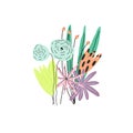 Hand drawn colorful flowers bouquet. Vector illustration