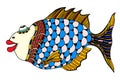 Stylized Hand Drawn Fish Royalty Free Stock Photo